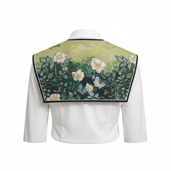 New Fine Art Print Detachable Collar Neck Scarf Van Gogh White Roses Sailor Bib - Picture 5 of 5